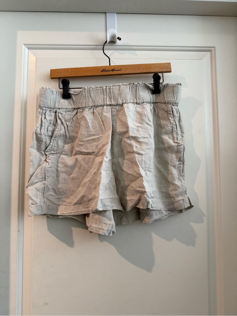 J. Crew Light Gray Linen-Blend Elastic Waist Shorts